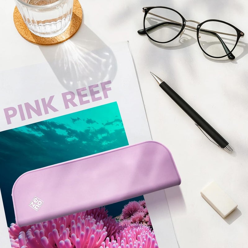 Zeno Silicone Pencil Case – Aesthetic Pencil Pouch for Women & Teens – Cute Pen Case, Pink Makeup Bag, Travel Pouch, Small Stationary Organizer, Pencil Box – Pink Reef - Image 2